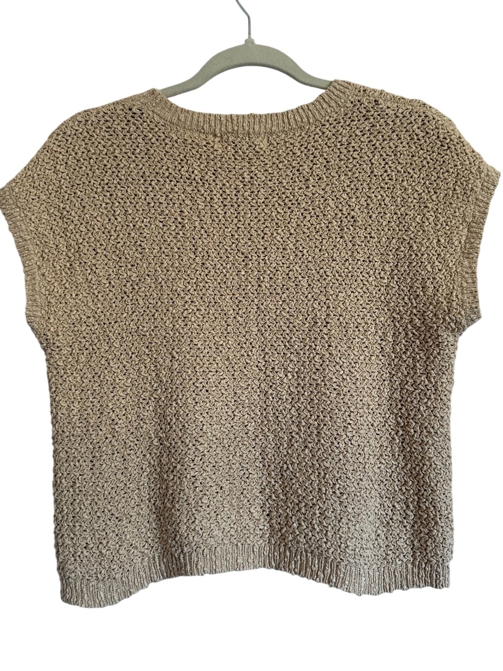 The Workshop Cotton Knit Sweater Top Beige Coastal Boxy Small - Picture 3 of 10